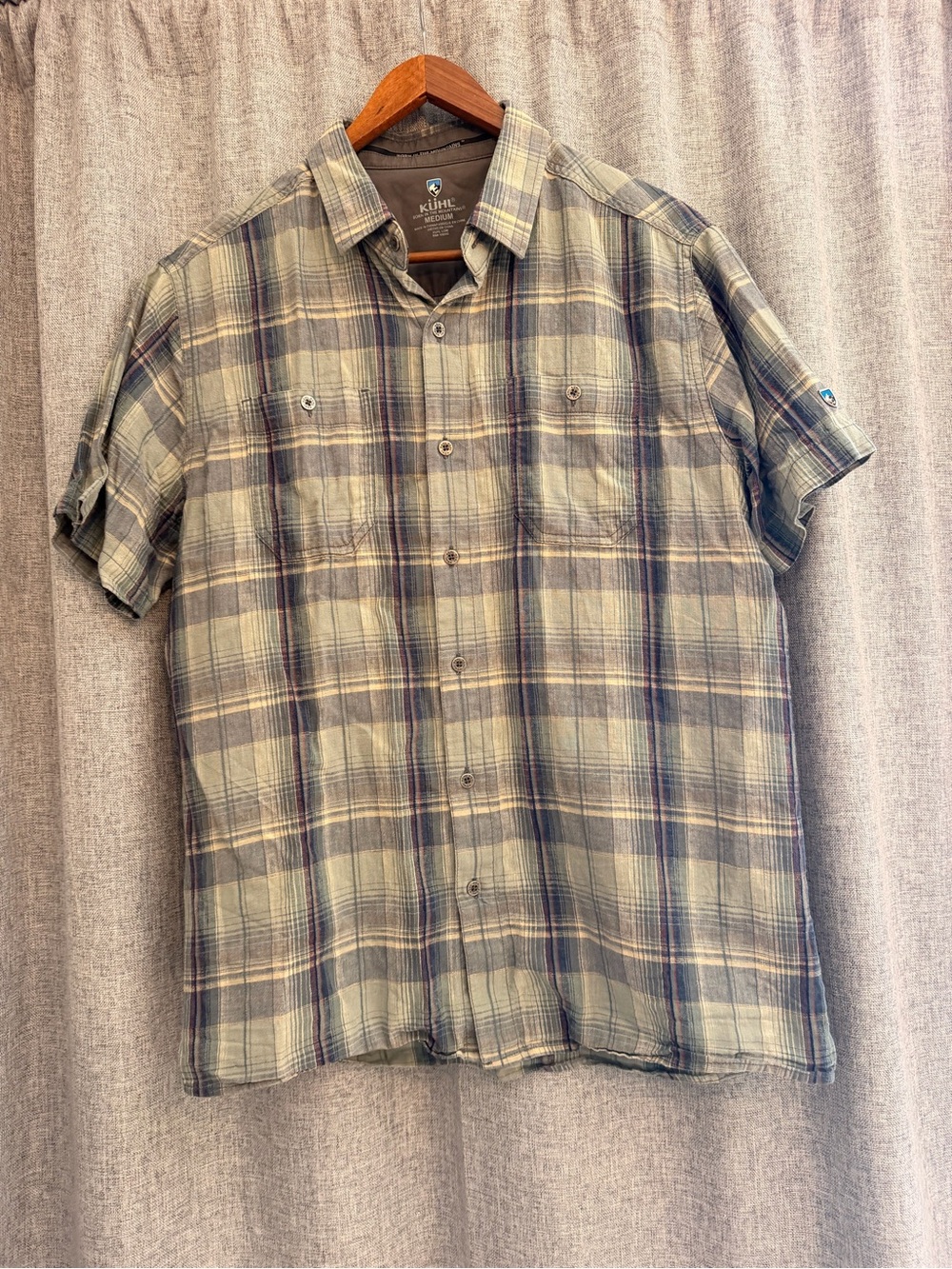 Kuhl Men's Short-Sleeve Plaid Button-Up Shirt - Olive/Gray